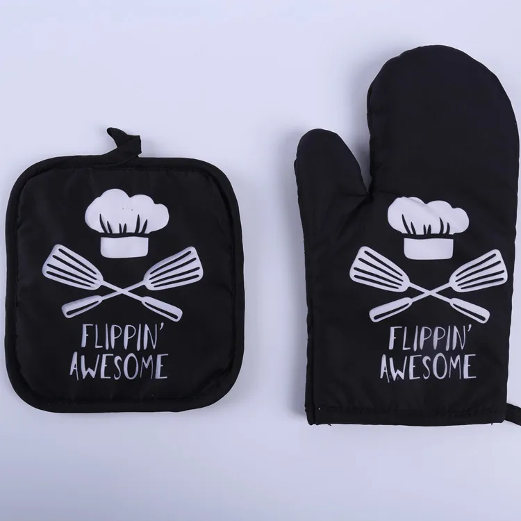 

1 Piece Cute Non-slip Black Gray Cotton Fashion Nordic Kitchen Cooking microwave gloves baking BBQ potholders Oven mitts