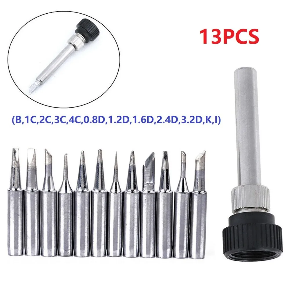 

13pcs 900M-T Soldering Station Solder Iron Tips & Handle Set For Hakko Welding Soldering Iron Tips + Handle Adapter