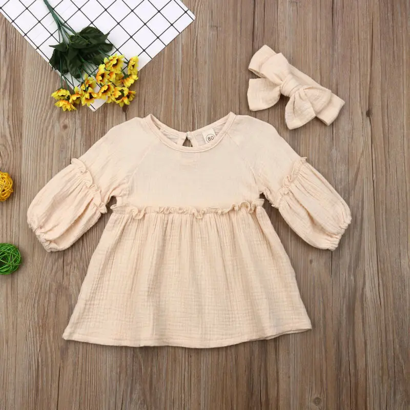 Осенняя одежда платье для маленьких девочек хлопковое торжественное