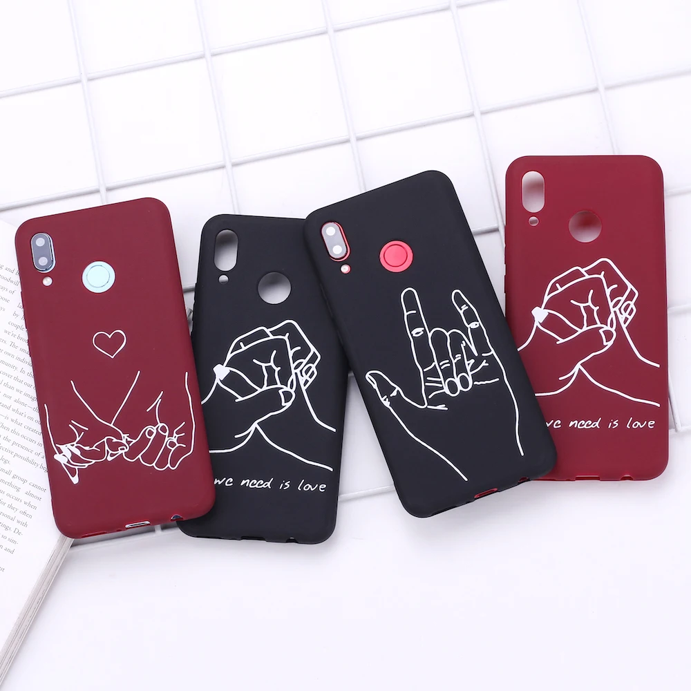 

For Xiaomi Mi Redmi Note 5 6 7 8 9 10 lite Pro Plus Lover Hand Line Hearts Simple Silicone Phone Case Cover Capa Fundas