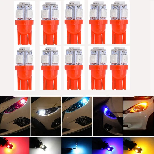 red 10 шт. T10 W5W светодиодный светильник 5050 5 SMD 194 168 клиновидный внутренний индикатор бокового зазора для чтения задний фонарь Аксессуары для стайлинга автомобилей - Испускаемый цвет: red