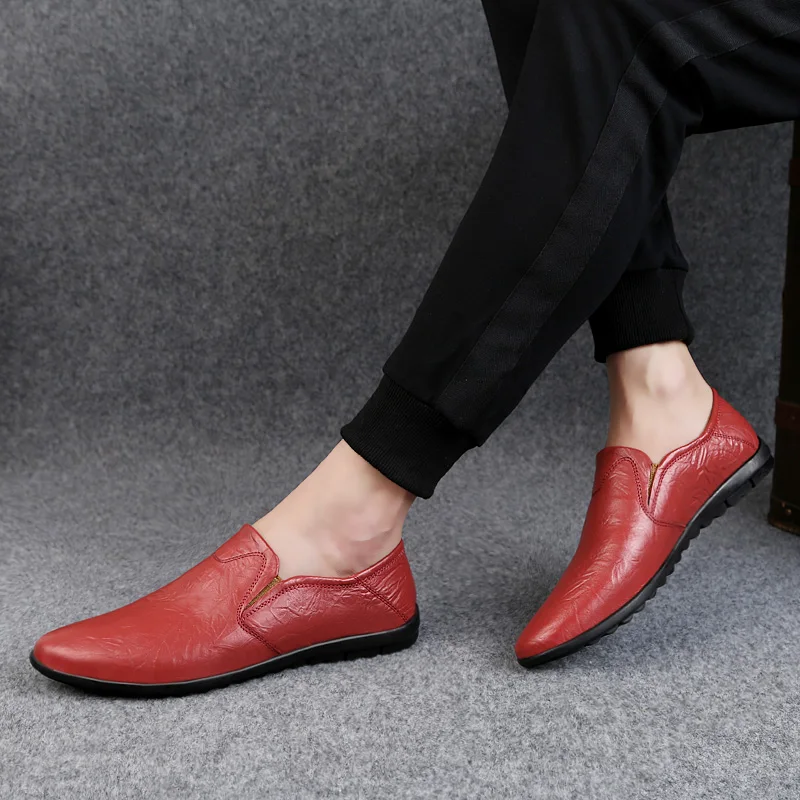 Лоферы мужские из натуральной кожи мягкие дышащие без застежки Мокасины