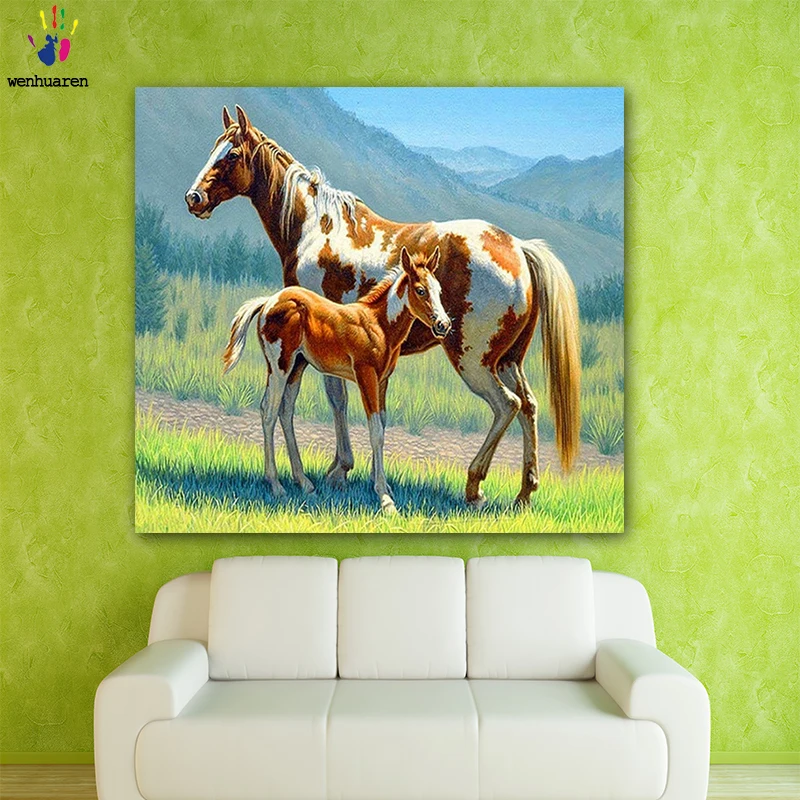 DIY картинки для раскраски по номерам с цветами пони и мама картина Рисование в