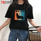 Милые корги футболка Женская корейский стиль мультфильм футболка размера плюс смешная собака Графический Тройник женский летний топ Ulzzang Футболка женская