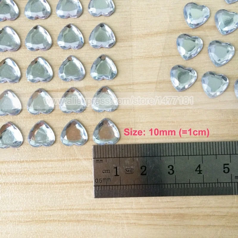 (2 листа) 10 мм Самоклеящиеся наклейки в виде сердца Акриловые стразы