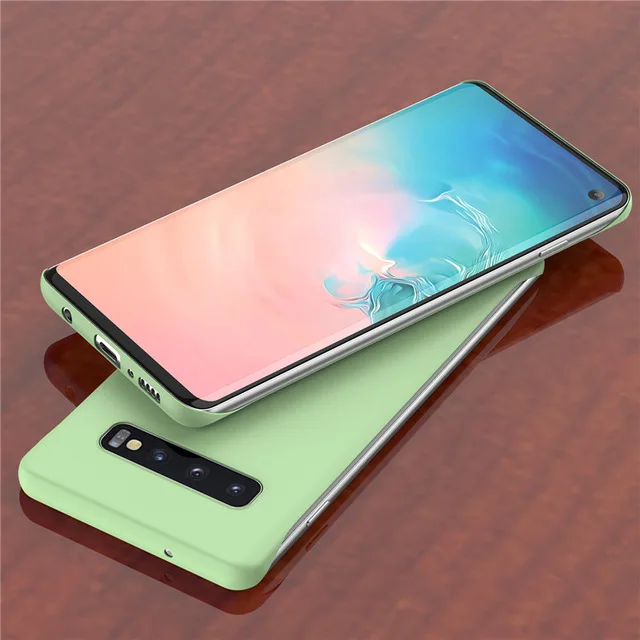 Безрамное чехол для samsung Galaxy S10 S10e Примечание 10+ плюс A10 A20 A30 A50 A40 A70 M20 A7 конфеты чехол s Жесткий матовый поликарбонатный чехол - Цвет: Зеленый
