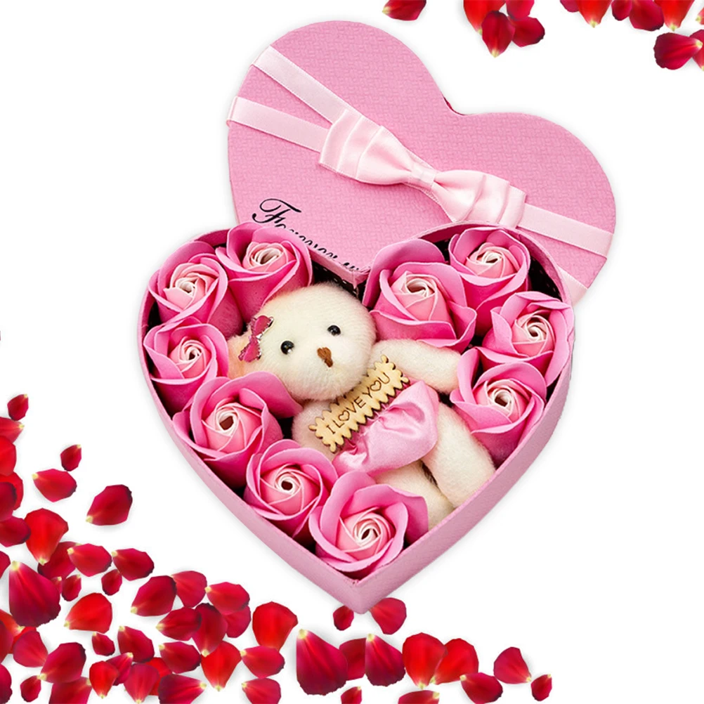 

10 Pcs Scented Soap Flower Gift Rose Box Bouquet Festival Gift for Anniversary Birthday Wedding