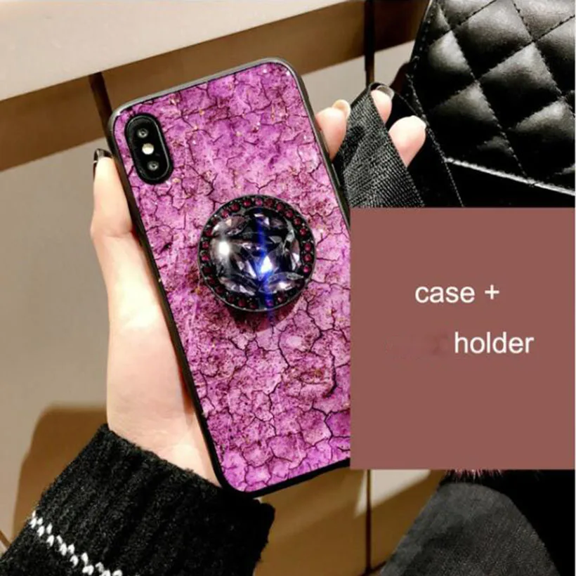 Purple-Holder Блестящий Мраморный чехол для samsung Galaxy S10 Plus, 5G Lite, S10E, S8, S9, S7 Edge, M20, M10, плюшевый чехол-подставка для Galaxy S10, 5G - Цвет: Purple-Holder