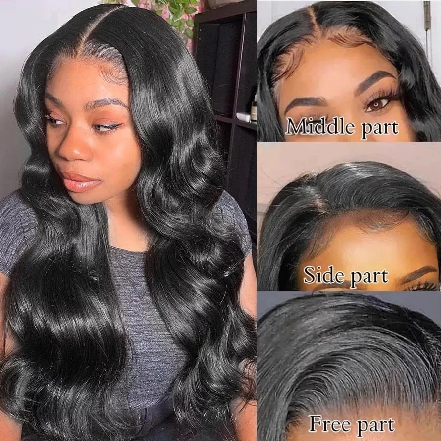 250%Body Wave Lace Front Wig 360 Frontal Wigs For Women Human Hair 13x4 Closure | Шиньоны и парики