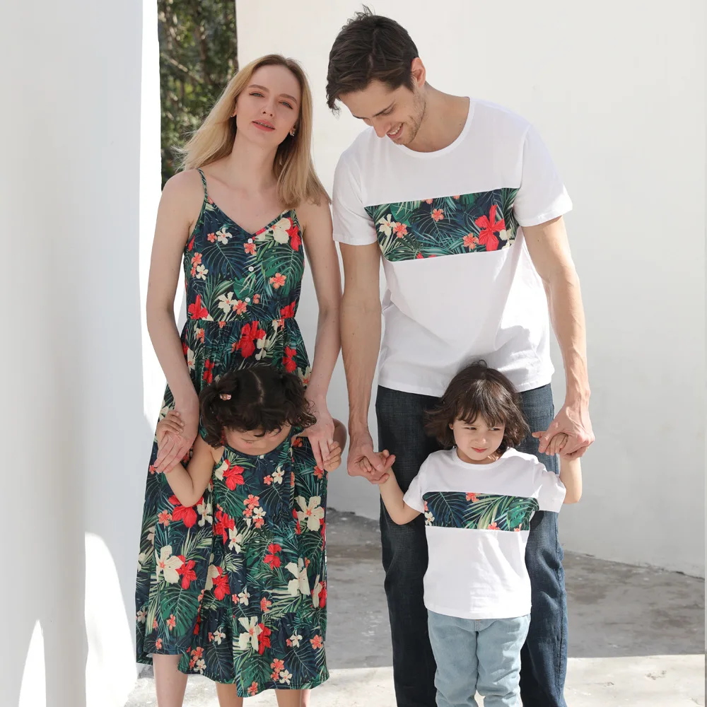

2021 summer new and elegant family matching clothes mommy and daughter matching clothes Parent-child suit