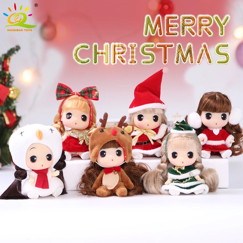 

9 см Play House, рождественские Мини-куклы, игрушки принцессы BJD, рождественское платье с шляпой для девочек, кукла оленя, подарок на день рождения...