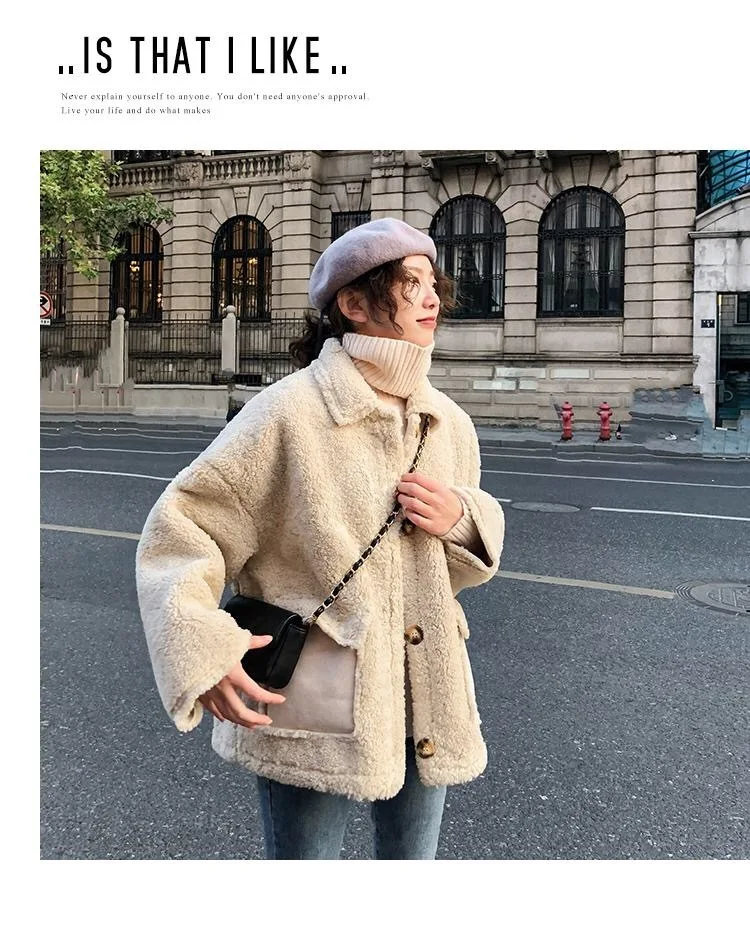 201909 Новое корейское кашемировое пальто из искусственного меха, зимнее пальто для женщин, утолщенная короткая куртка, женское плюшевое пальто, меховая куртка
