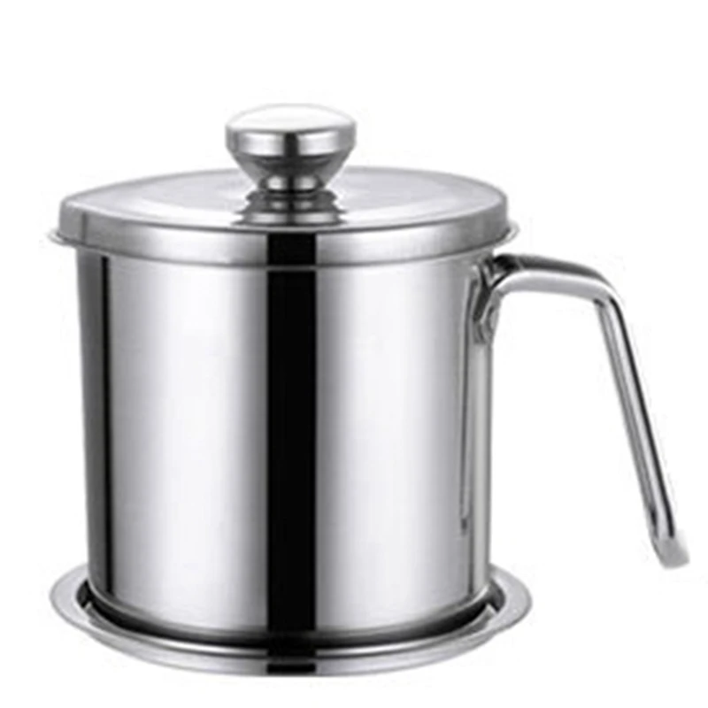 

Stainless Steel Oil Filter Pot Leakproof Can Grease Container Tank Filter Residue Filter Oil Pot with Strainer Storage