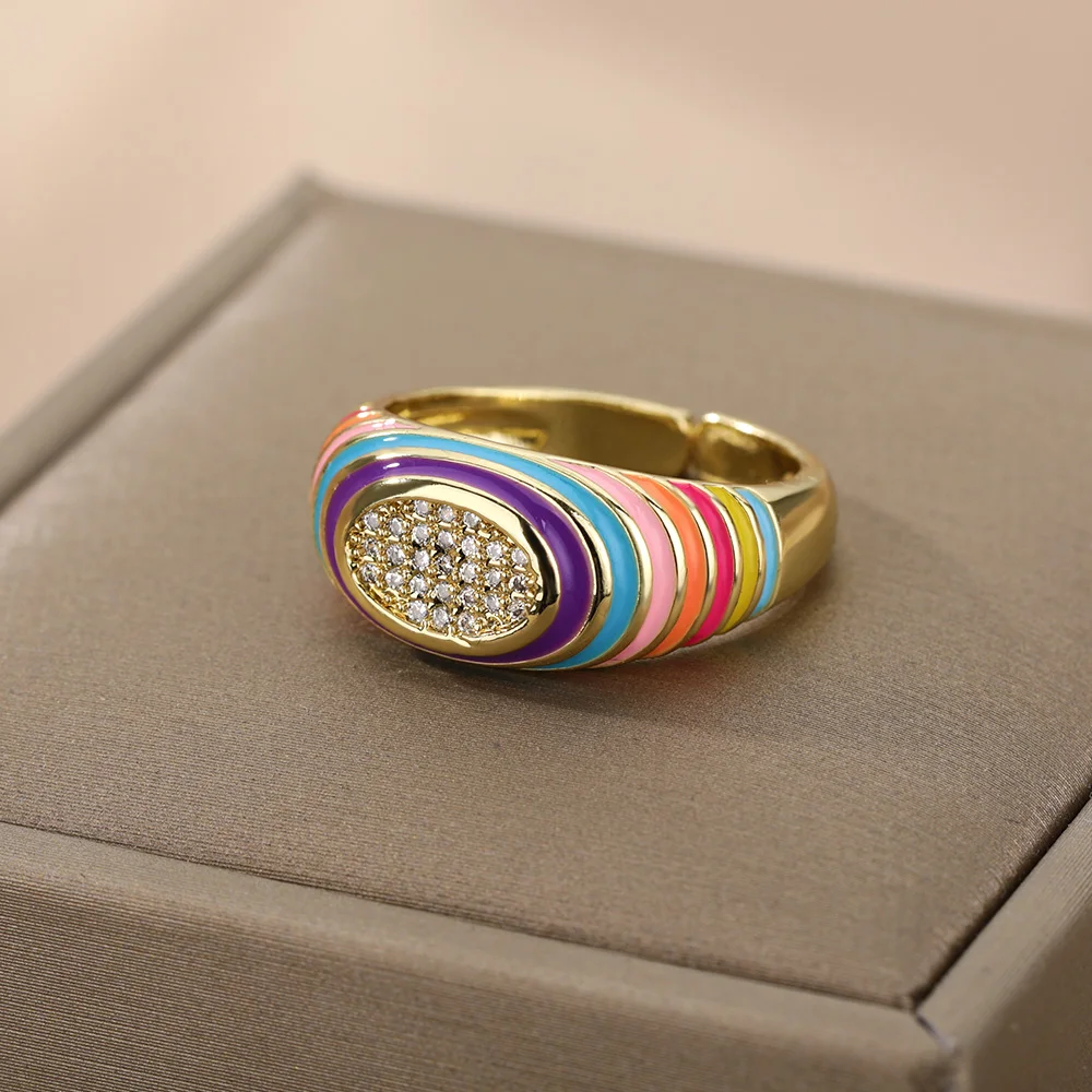 Милые обручальные кольца с радугой капающим маслом для женщин винтажное