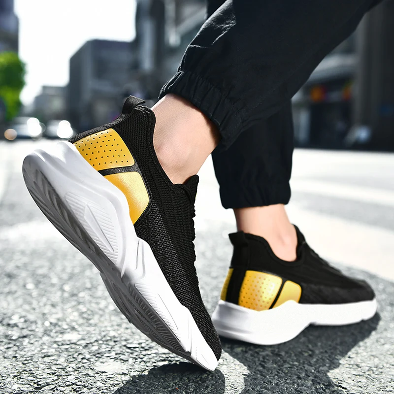 Мужские черные сетчатые кроссовки брендовая дышащая обувь для бега прогулочная