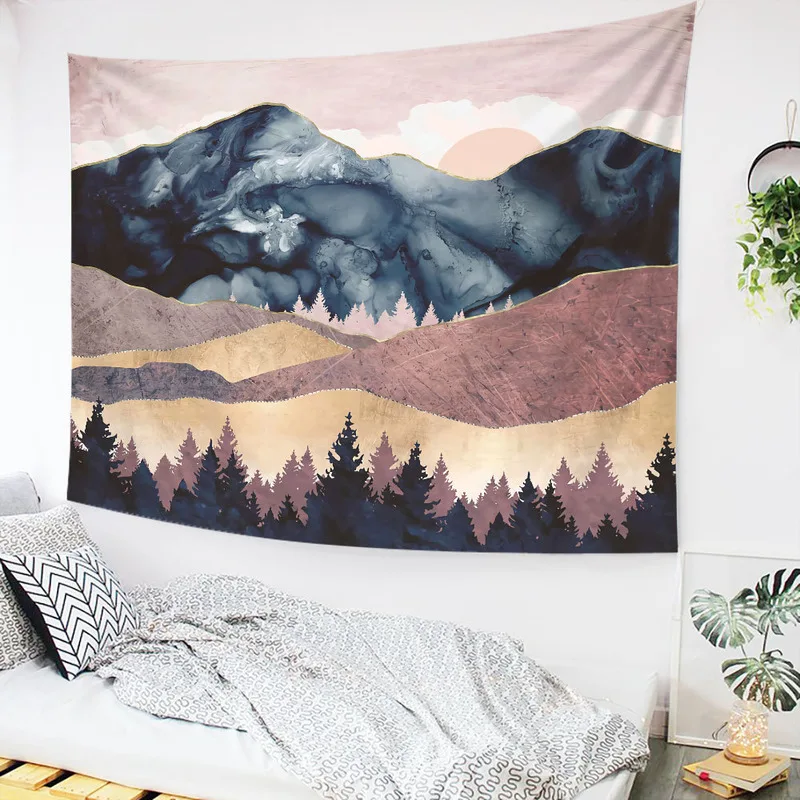 Богемный гобелен гор солнце с принтом Хиппи Мандала настенный подвесной фон