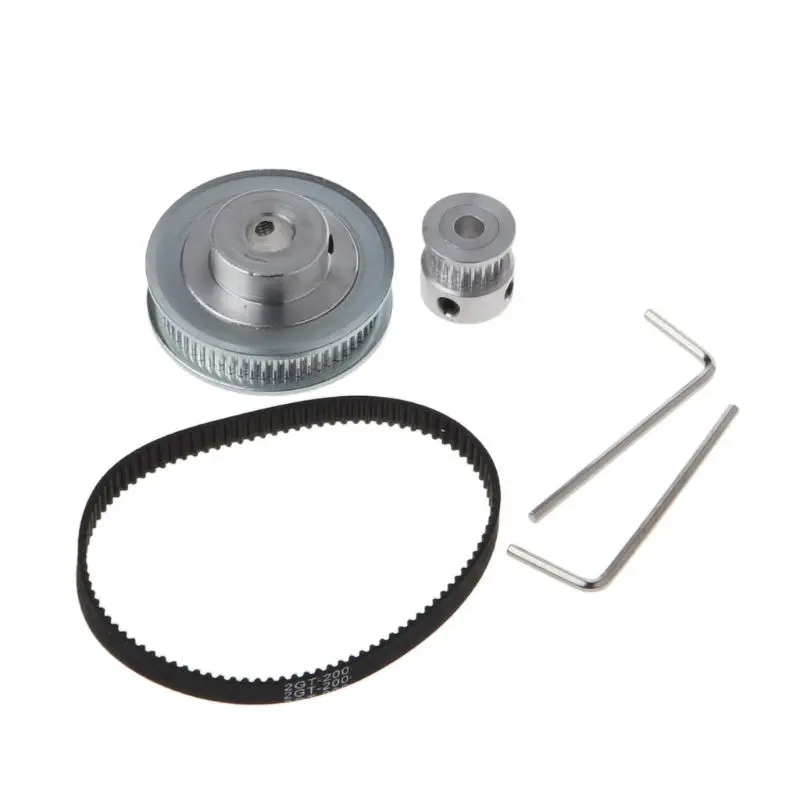 

1 Set GT2 Timing Belt Closed-loop 200mm Pulley 20 Teeth and 60 Teeth Reduction 3:1 for 3D Printer Accessories