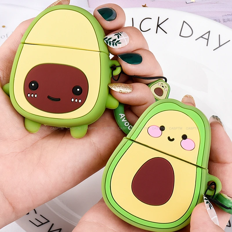 

Fruit Earphone Case For Airpods 1 Soft Green Avocado Silicone Cute Strawberry Headphone Charging Box For Airpods 2