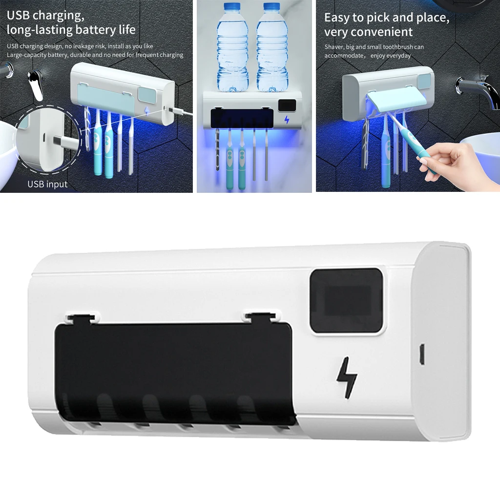 

UV Toothbrush Sanitizer Bathroom Toothbrush Holder Wall Mounted Blue