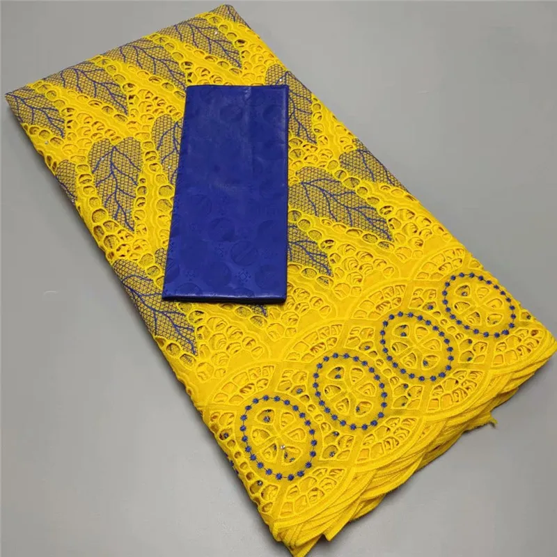 Новейшая швейцарская вуаль кружева базин Роскошная желтая африканская