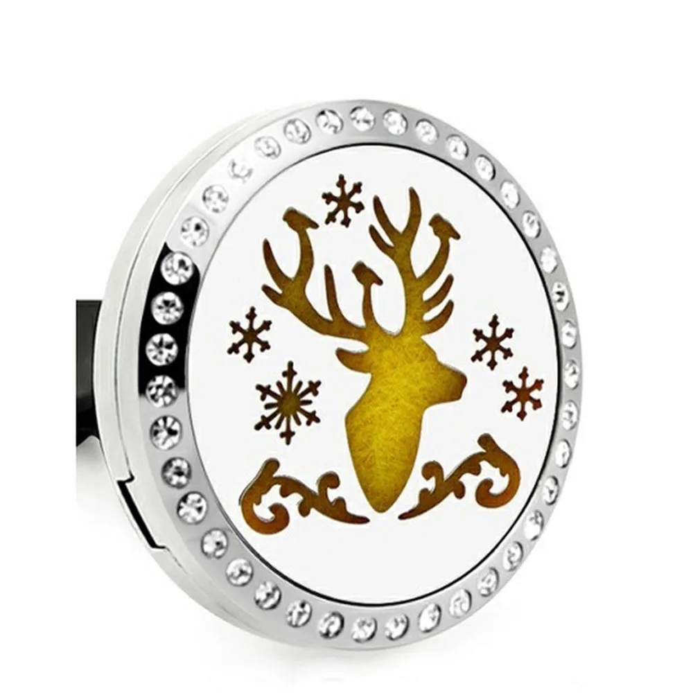 

Stainless Steel Aromatherapy Diffuser Car Clip Aroma Perfume Locket Pendant Christmas Deer Car Perfume Essential Oil Diffuser
