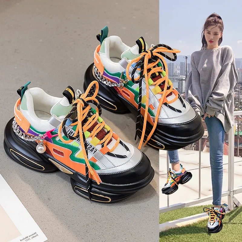 WUYAZQI New breathable fashion women's shoes inside increased candy color sports shoes women's casual running shoes women's Q8