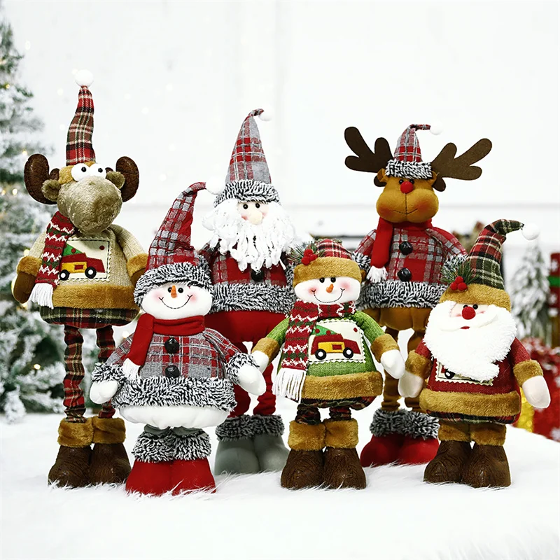 

Рождественский Санта-Клаус, снеговик, кукла, выдвижной лось, игрушки, Рождественское украшение для дома, Рождественское украшение, детские ...