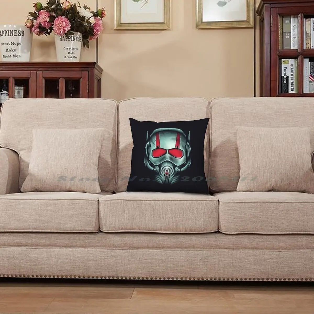 Наволочка Ant-Hero с изображением Человека-муравья, героя, супергероя, в шлеме и костюме из научной фантастики, креативный и актуальный тренд.