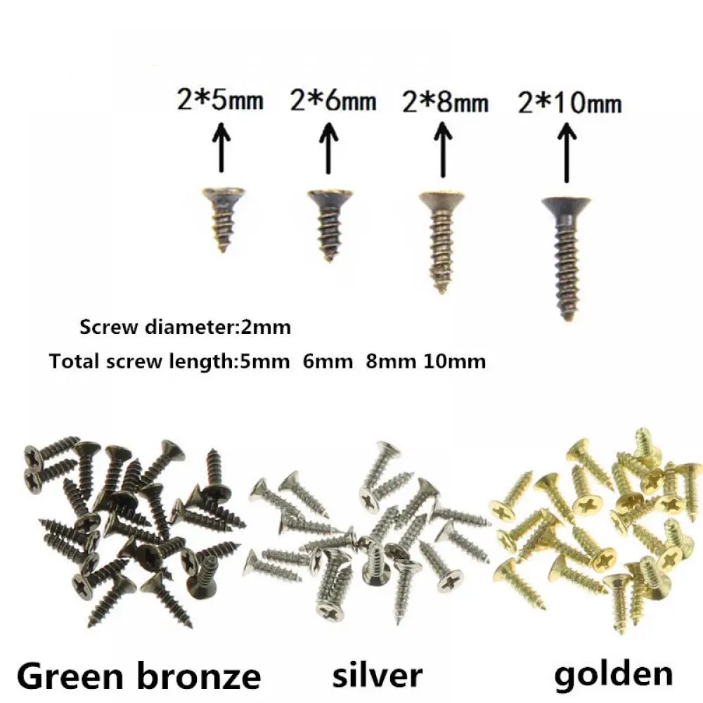 

100pcs 2x5mm 2x6mm 2x8mm 2x10mm Flat head screw Carpenter's small screw Furniture wooden box hardware accessories