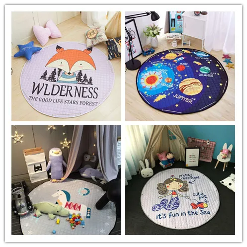 

Kid Bedroom Baby Play Mat Portable Toy Storage Bag Children Cartoon Round living Room Rug Carpet Outdoor Picnic Blanket