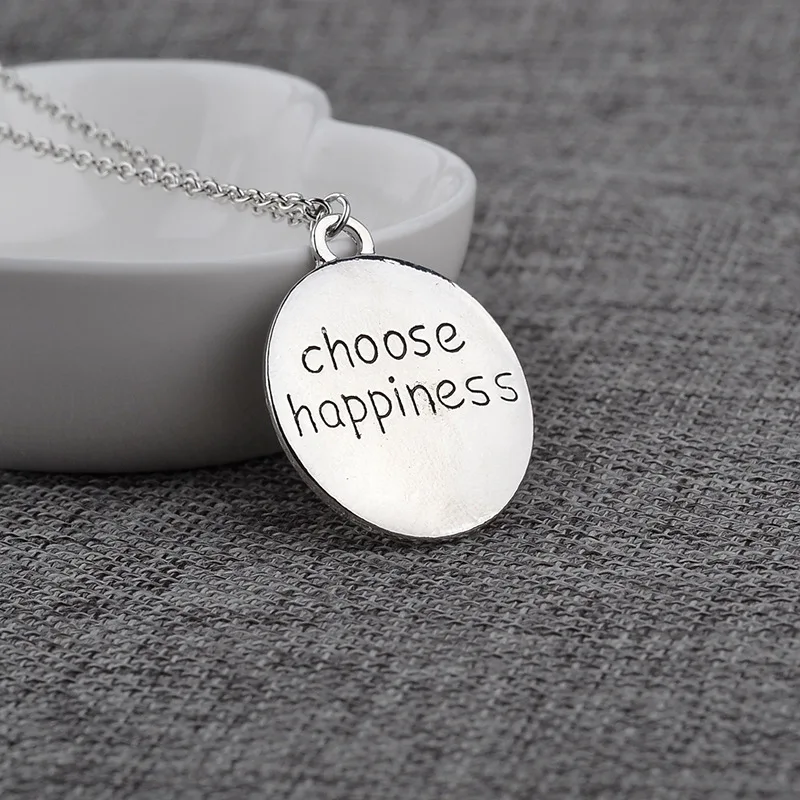 

Krasivaya Mothers Day love Sliver Choose Happiness Choker Necklace For Women Fashion Jewelry