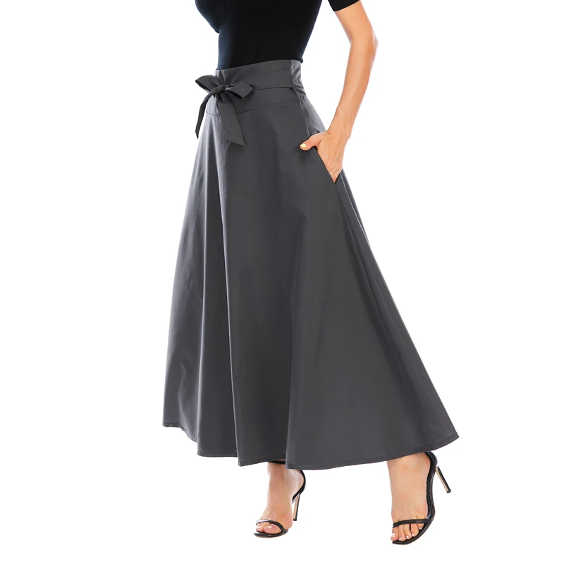 Женские юбки с карманами модная однотонная большая юбка-качели длинная юбка