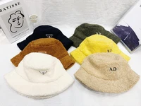 new style artificial fur autumn and winter sun protection warm bucket hat women fashion embroidery letters ladies baseball cap