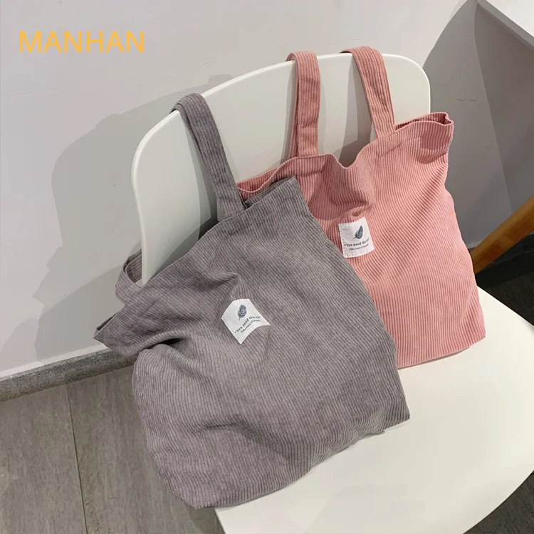 

Bags for Women 2021 Corduroy Shoulder Bag Reusable Shopping Bags Casual Tote Female Handbag for A Certain Number of Dropshipping