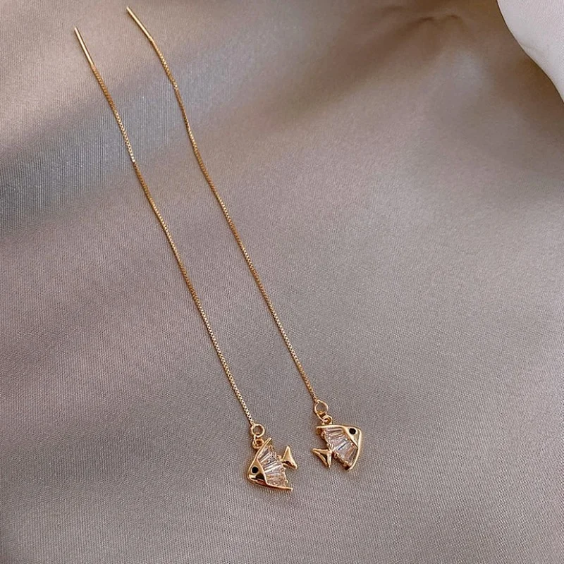 

2021 Statement Earring Small Goldfish Ear Line Earrings for Women Luxury Jewlery Gift