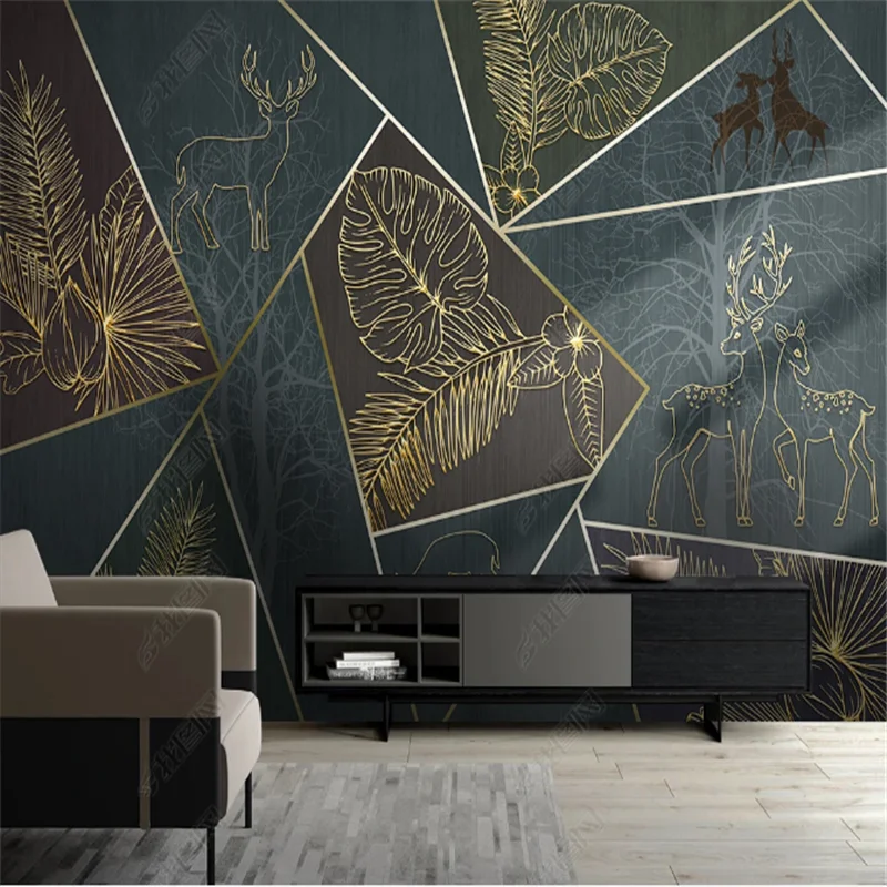 Современная Настенная бумага s для гостиной Минималистичная золотая линия лес