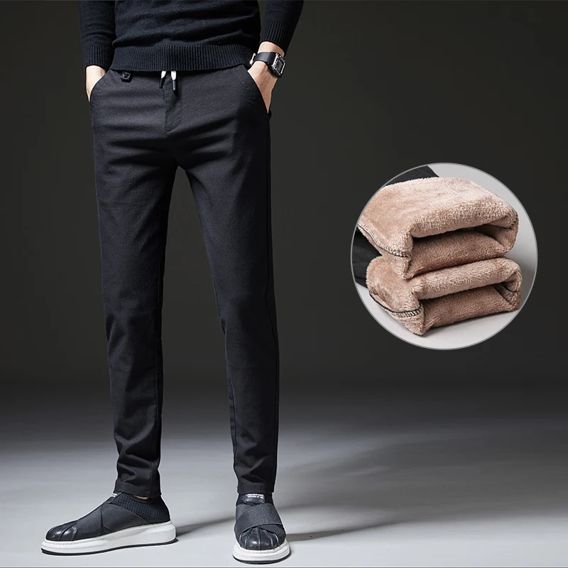 Зимние толстые плюс бархатные мужские хлопковые классические деловые