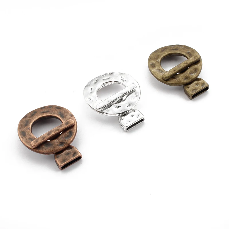 

2sets Antique Bronze/Copper Hammered T-Bar Toggle Cuff Hook Clasps For 10x2mm Flat Leather Bracelets DIY Jewelry Accessories