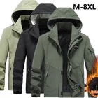 Куртка мужская нейлоновая на флисе, с капюшоном, зимняя, размера плюс, M-8XL
