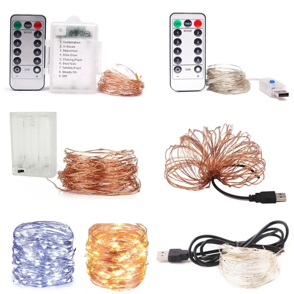 

1m 5m 10m Battery USB Power LED String Fairy Lights Garland Christmas Festival Light for Outdoor Home Room Garden Decoration