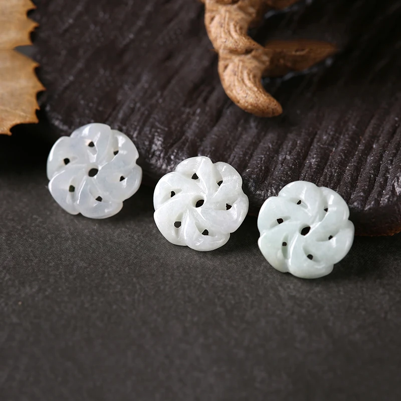 5 шт. натуральный jade12 мм изумруд счастливый цветок бисер аксессуары DIY браслет