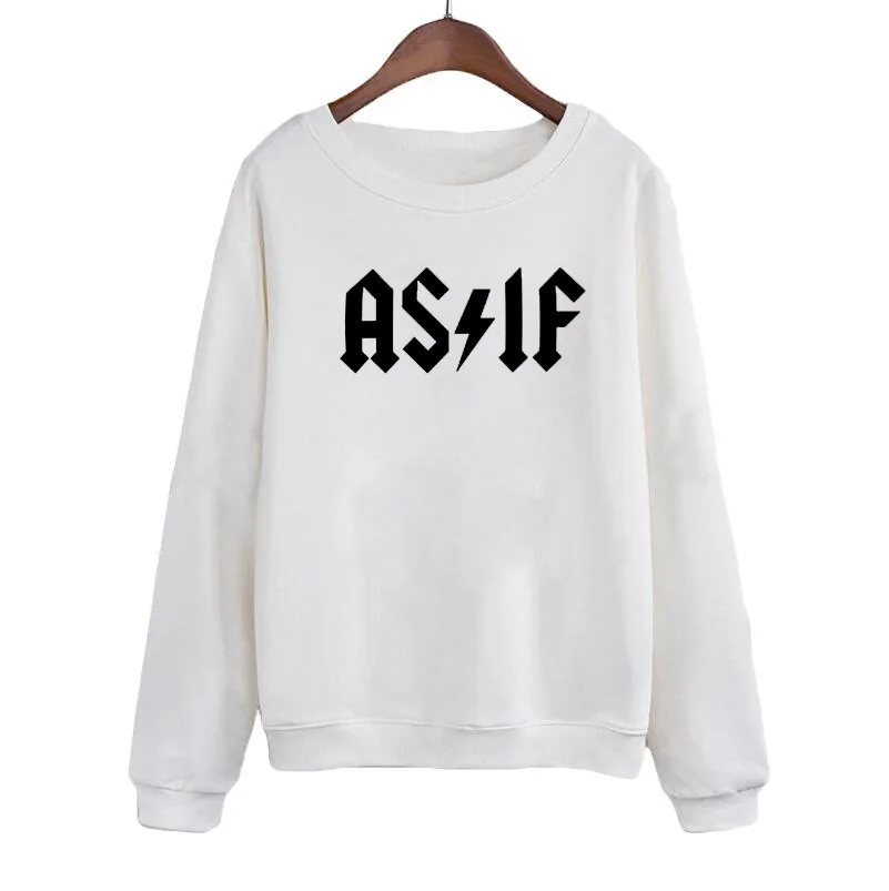 

Cute Women Crewneck Hoodies Tracksuit Hip Hop Streetwear Clothes AS IF Jumper Pullover Grunge Band Rock Sweatshirt