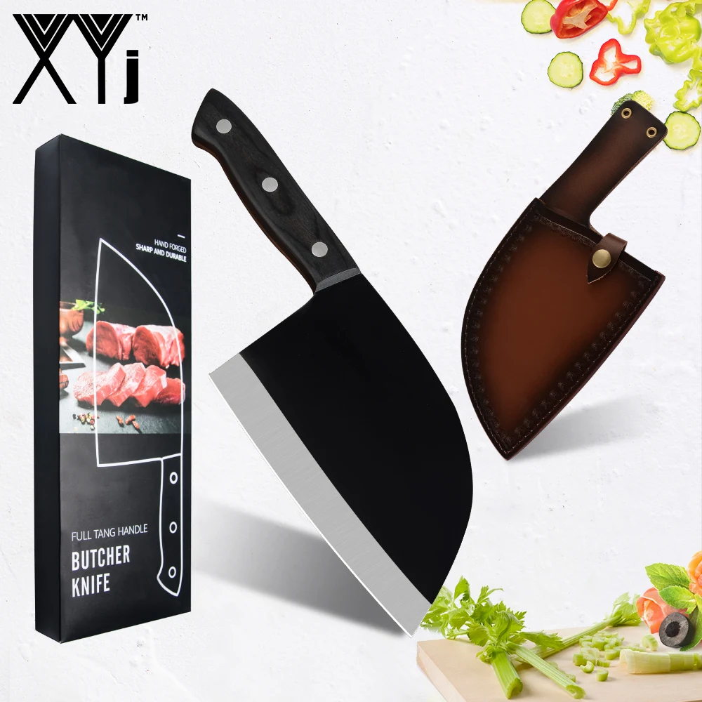 Xyj нож для мясника из высокоуглеродистой стали ручной работы кованый китайский