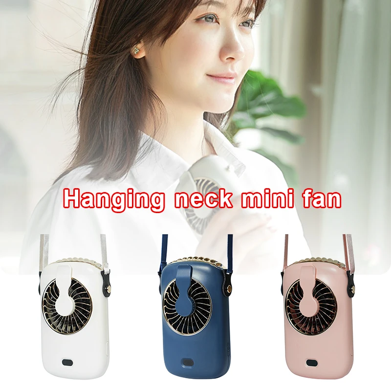 

Hot Handheld Neck Hanging Mini Fan Portable USB Rechargeable Desktop Fan 3 Speed With Digital Display with USB Cable PLD