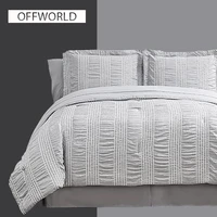 offworld king duvet cover set comforter seersucker fabric soft lightweight down stripes grey twin size bedding set 103x90 inch