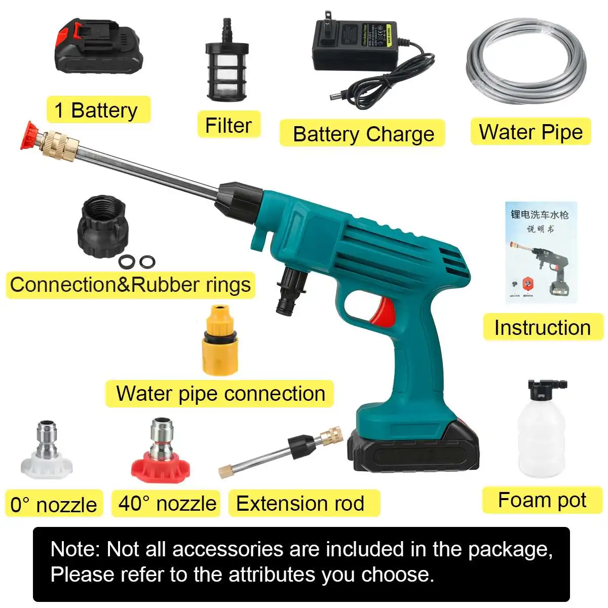 Цена Беспроводной высокое Давление омывателем мойка водяной пистолет Очиститель Портативный Автомойка Давление воды насадка для чистки машины...