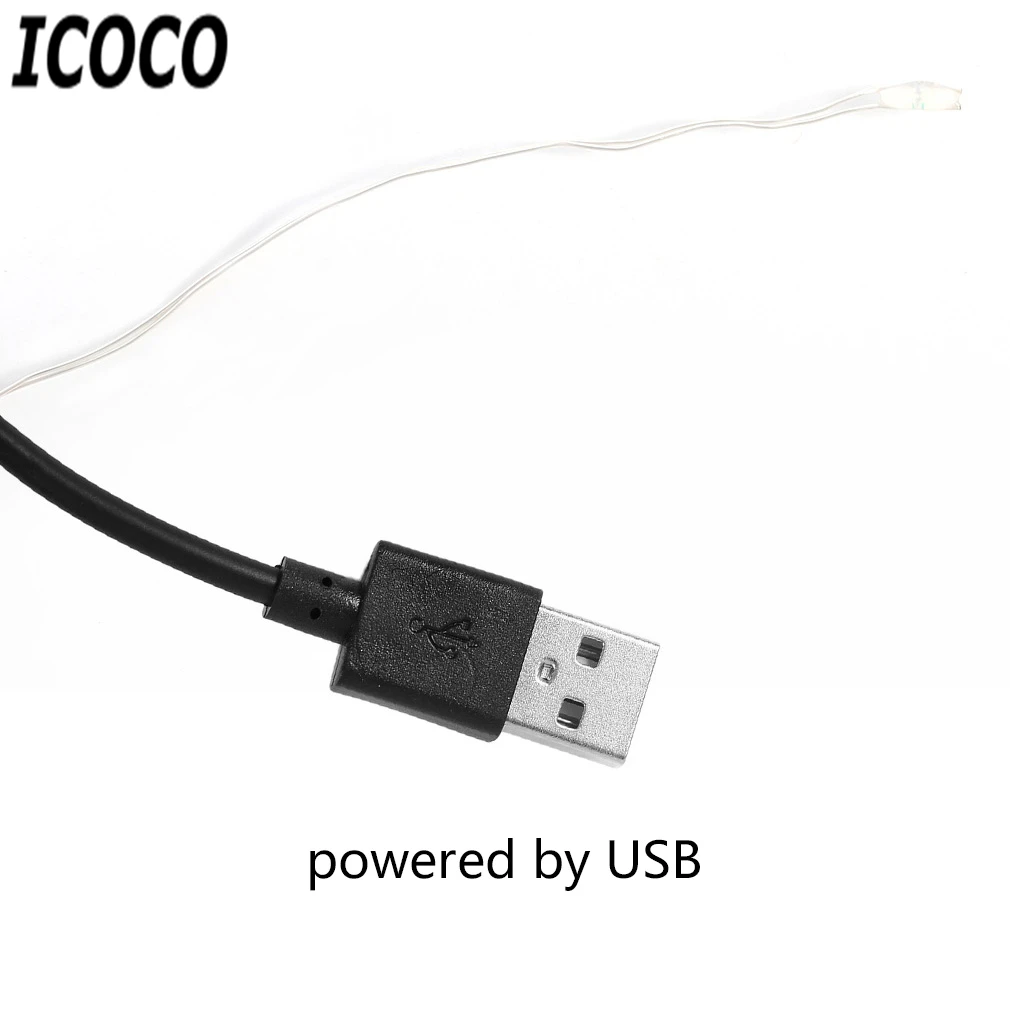 

ICOCO Waterproof Fairy Light String Silver Wire Christmas Wedding USB Power Holiday Decoration 2M 20LED/5M 50LED/10M 100LED
