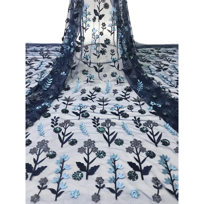 

African Lace Fabrics 2020 Colorful Flowers Embroidery Tulle Lace Simple Style Polyester Fashion Sexy Simplicity Fabric For Daily