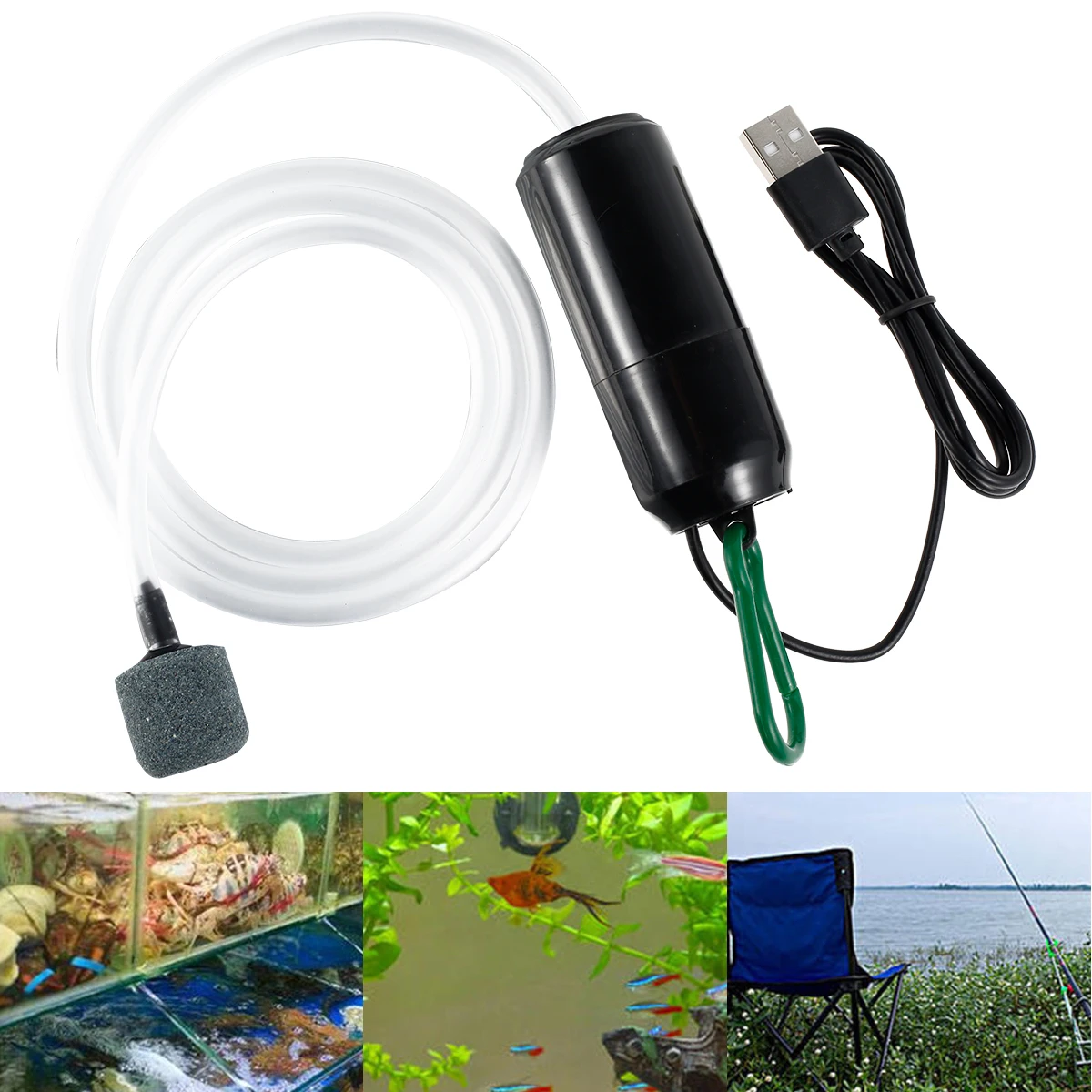 

USB Powered Oxygen Pump 5V 1W Portable Mini Aquarium Fish Tank Air Pump Oxygen Bubbler with Air Stone