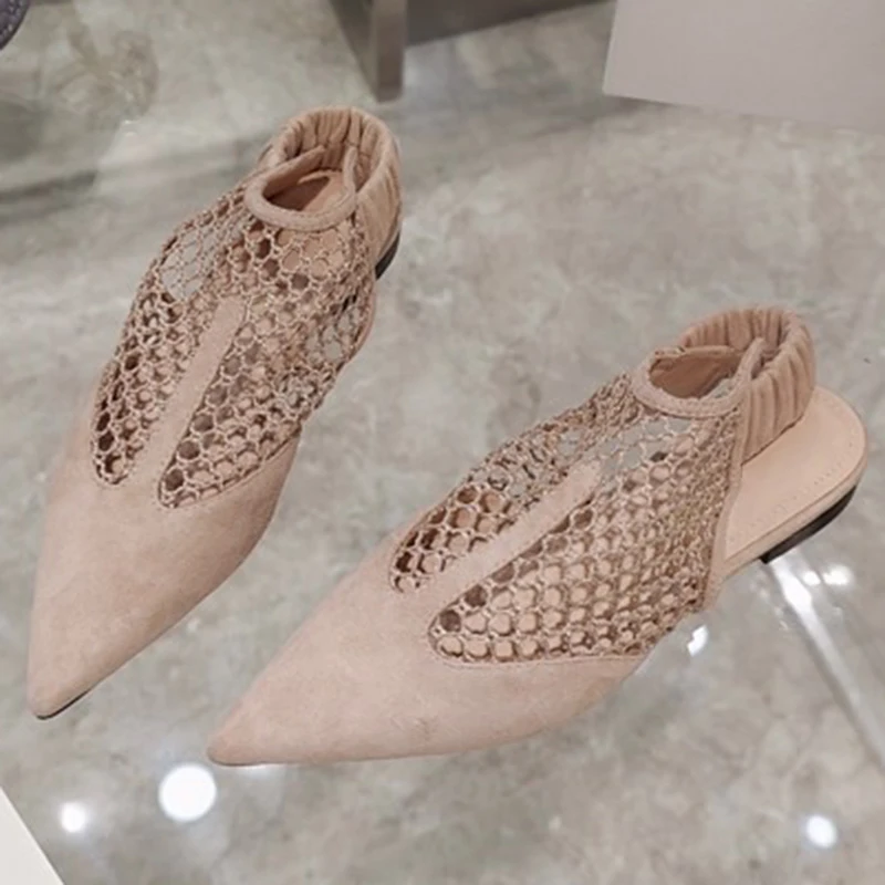 

2021 Brand Designer Pumps Women Graceful Elastic Band Hollow Female Shoes Classic Pointed Toe Low Square Heel Pump